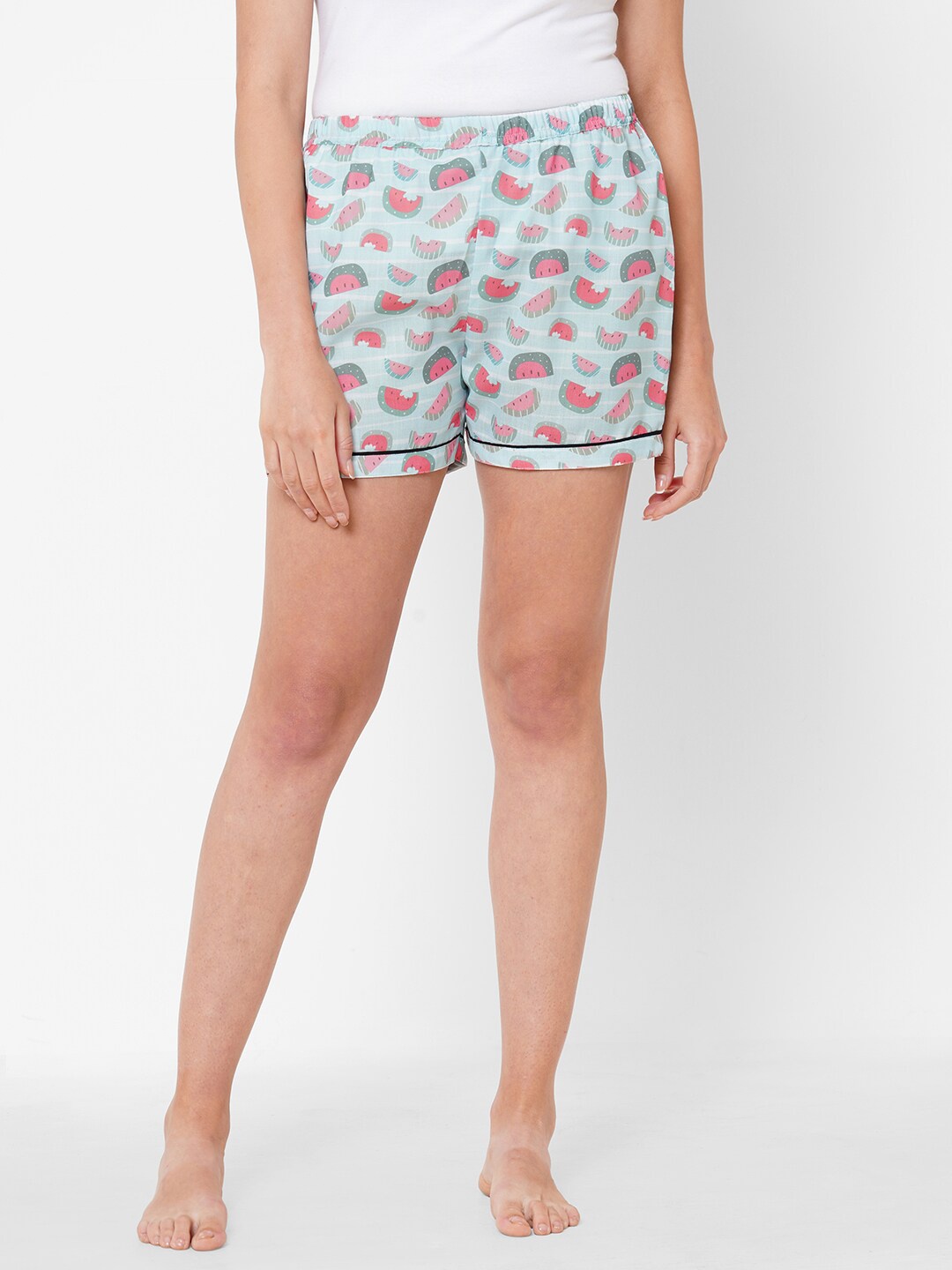 

FashionRack Women Blue & Green Printed Lounge Shorts