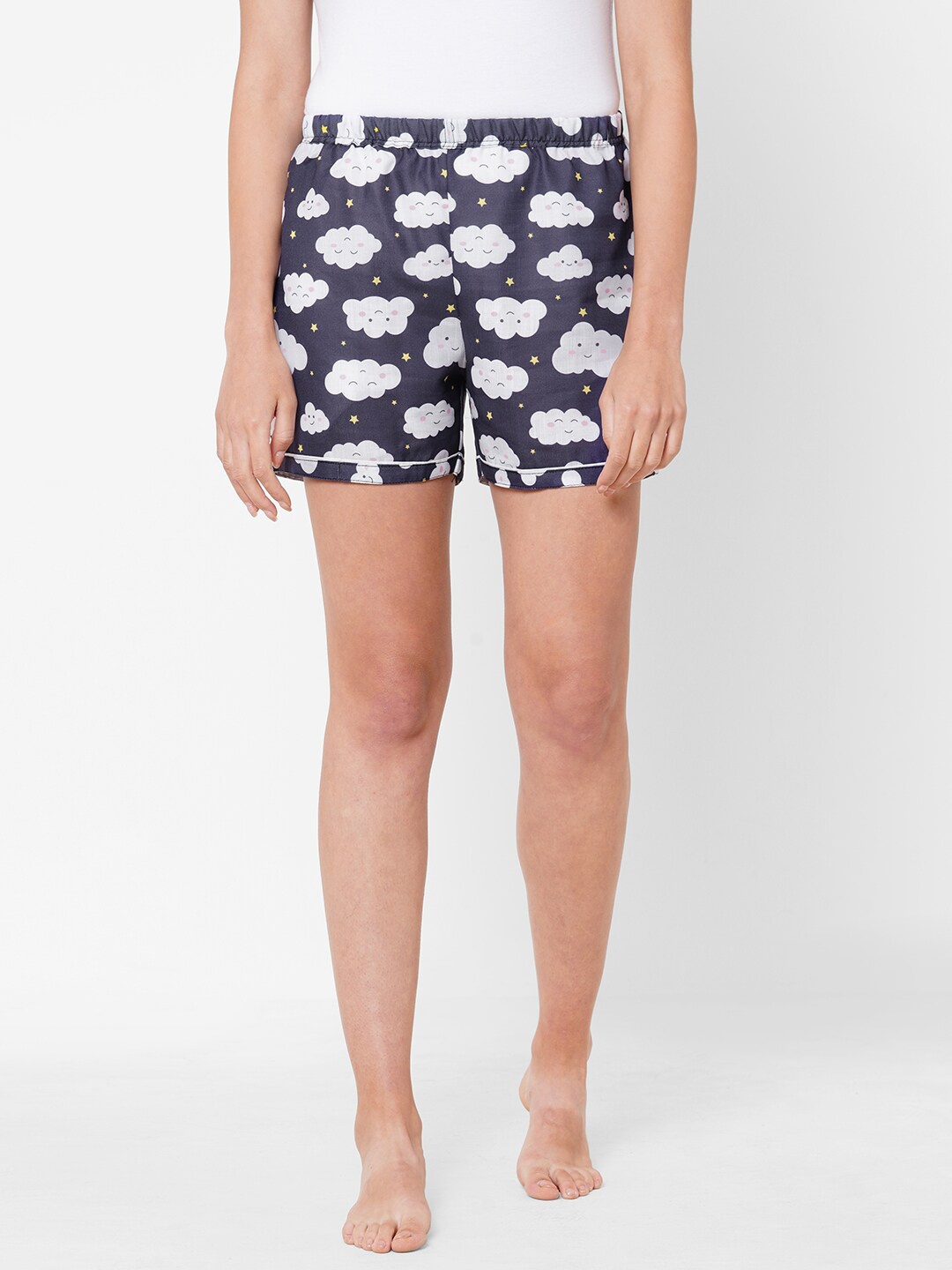 

FashionRack Women Navy Blue Printed Lounge Shorts