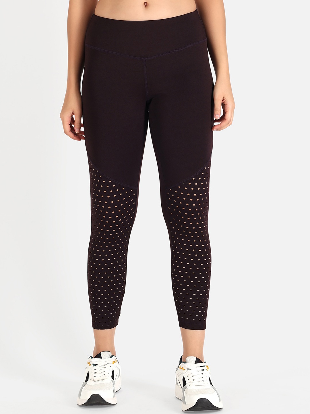 

ATHLISIS Women Burgundy Solid Fitness Tights