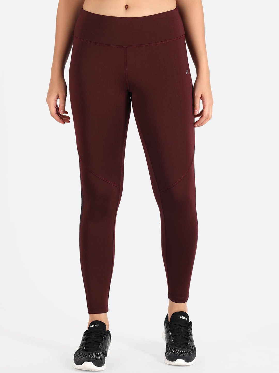 

ATHLISIS Women Maroon Solid Ankle-Length Fitness Tights