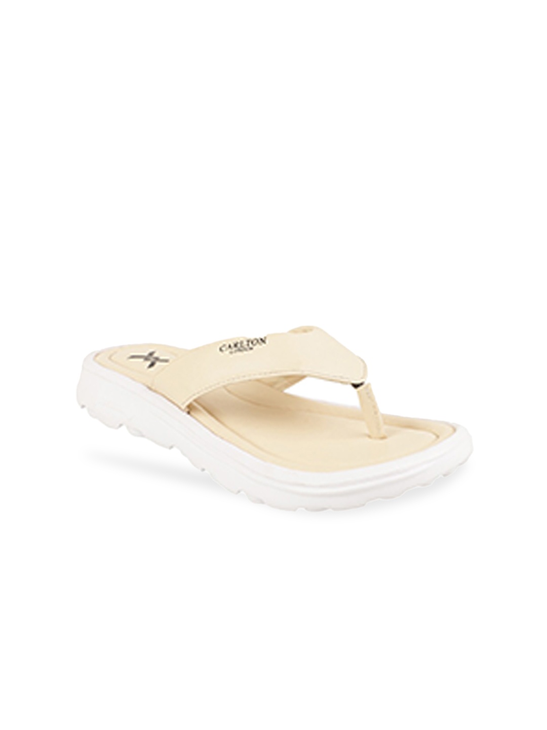 

Carlton London sports Women Beige & White Rubber Thong Flip-Flops