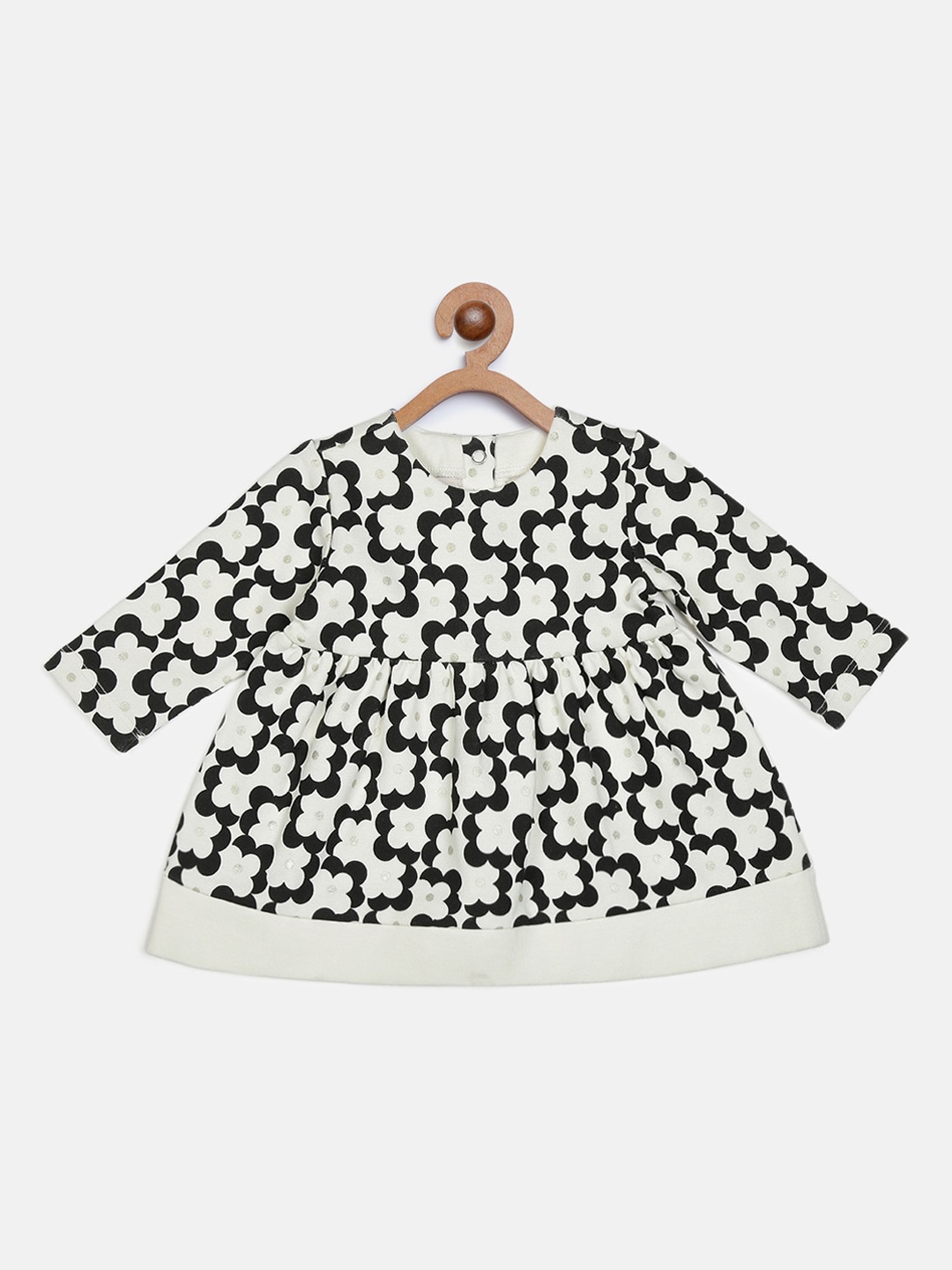 

Chicco Girls White & Black Floral A-Line Dress