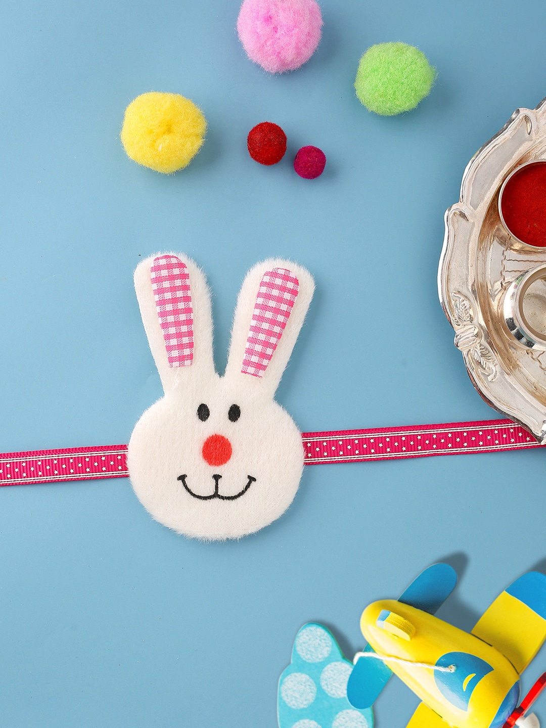 

Voylla Kids Cute Bunny Rakhi with Roli Chaawal Pack, Pink