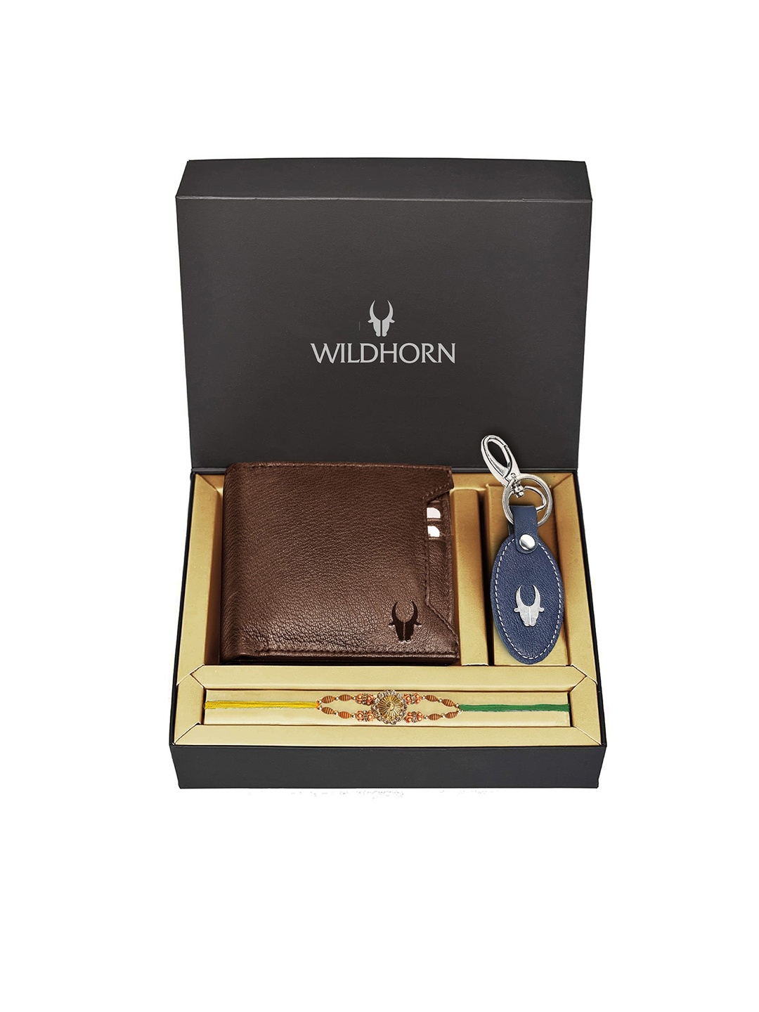 

WildHorn Men Rakhi Combo Gift Set, Brown