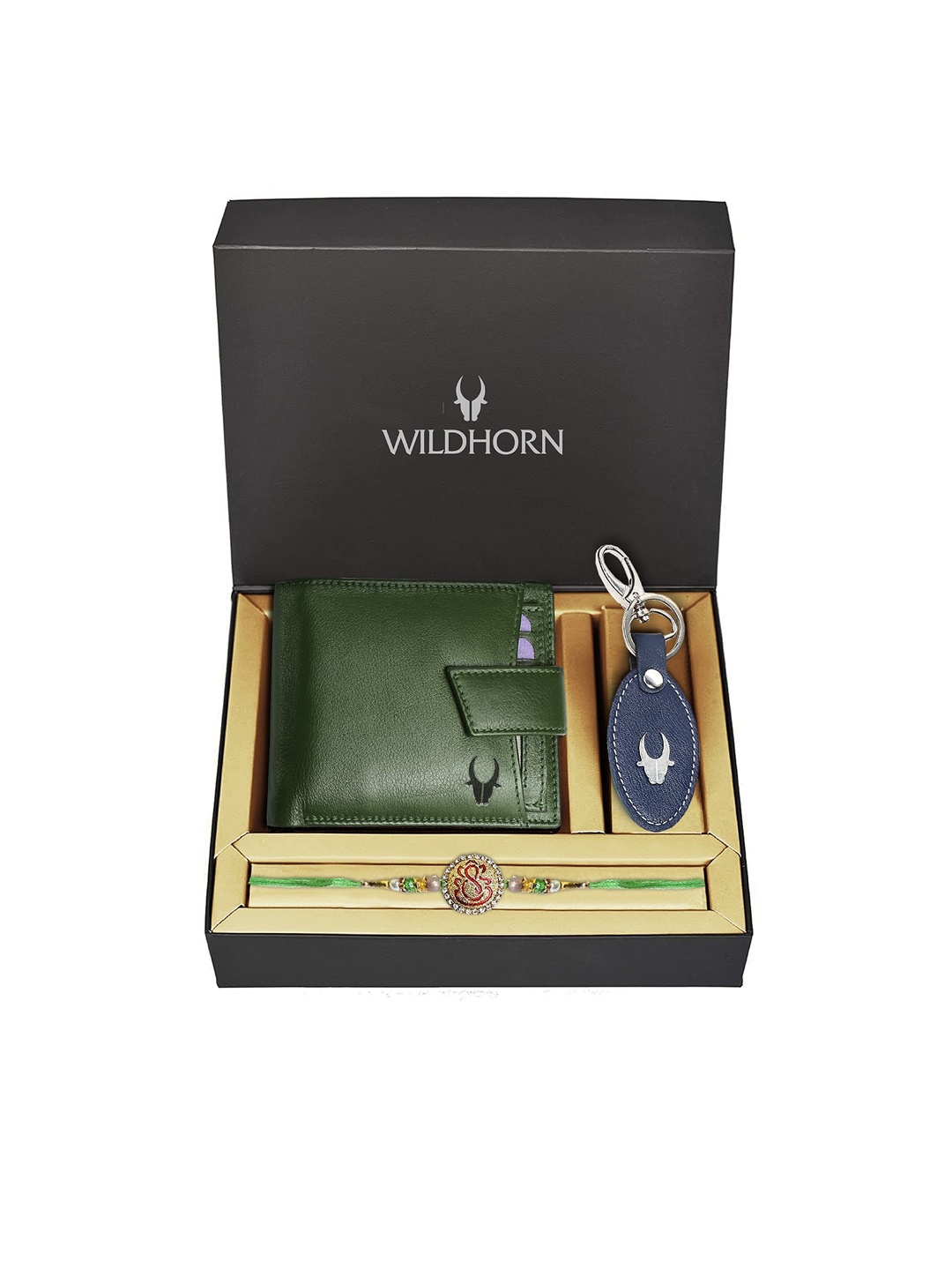 

WildHorn Men Rakhi Combo Gift Set, Green