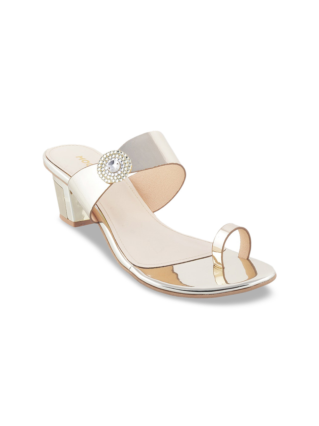

Mochi Gold-Toned Embellished Block Sandals