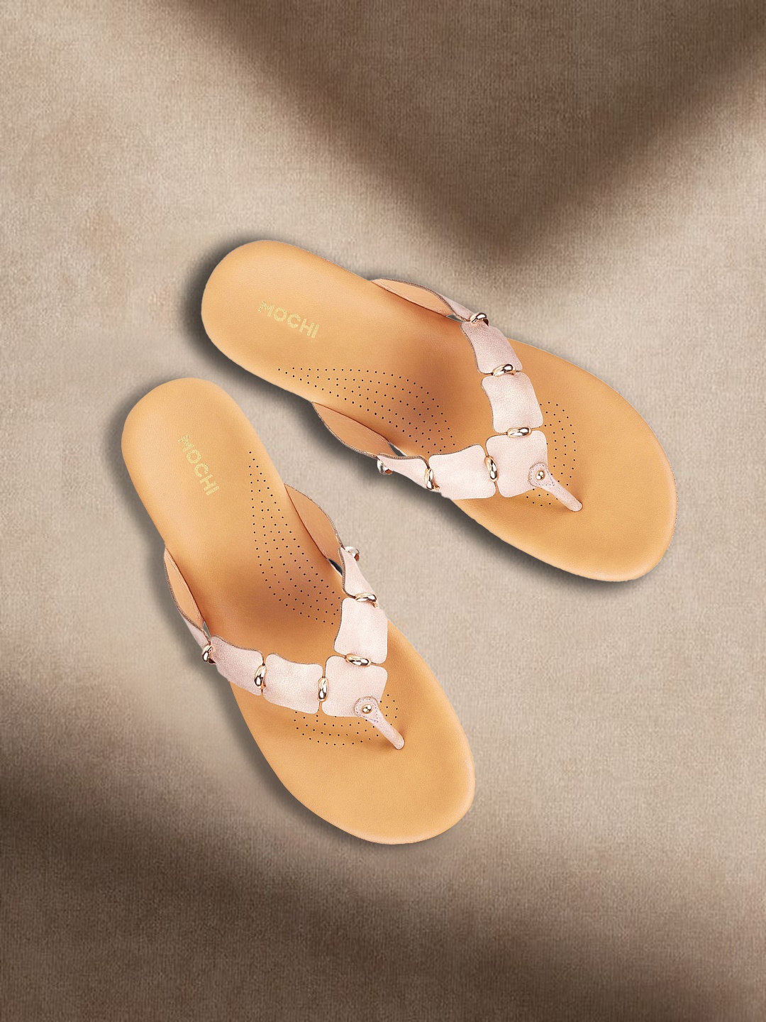 

Mochi Peach-Coloured & Nude-Coloured Suede Comfort Sandals