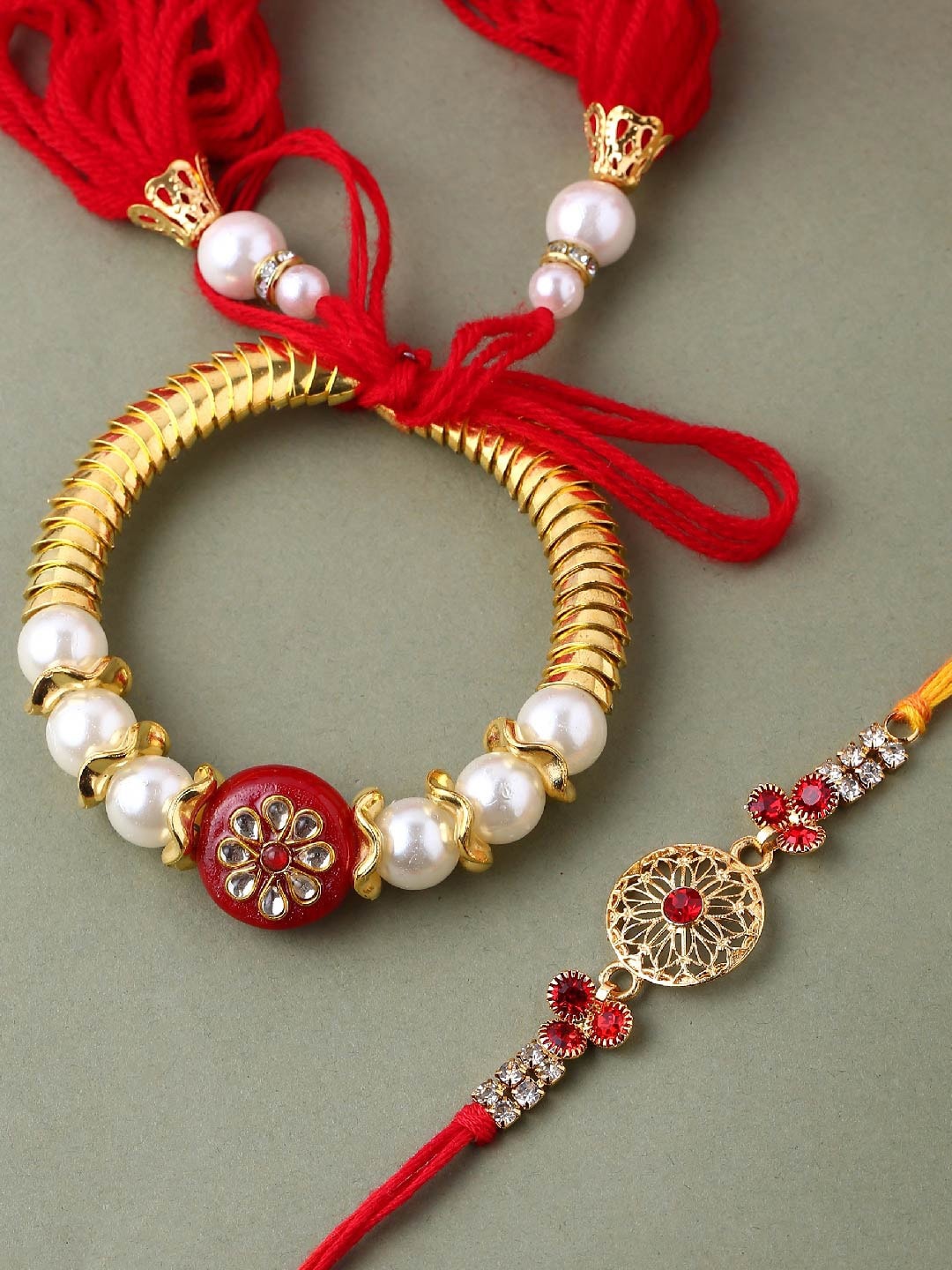 

Voylla Red & Beige Bangle Style Rakhi Set With Roli Chawal Pack