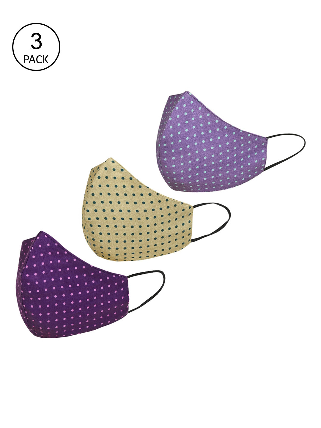 

Tossido Women Pack Of 3 Digital Printed Pure Cotton Premium 3Ply Reusable Outdoor Masks, Purple