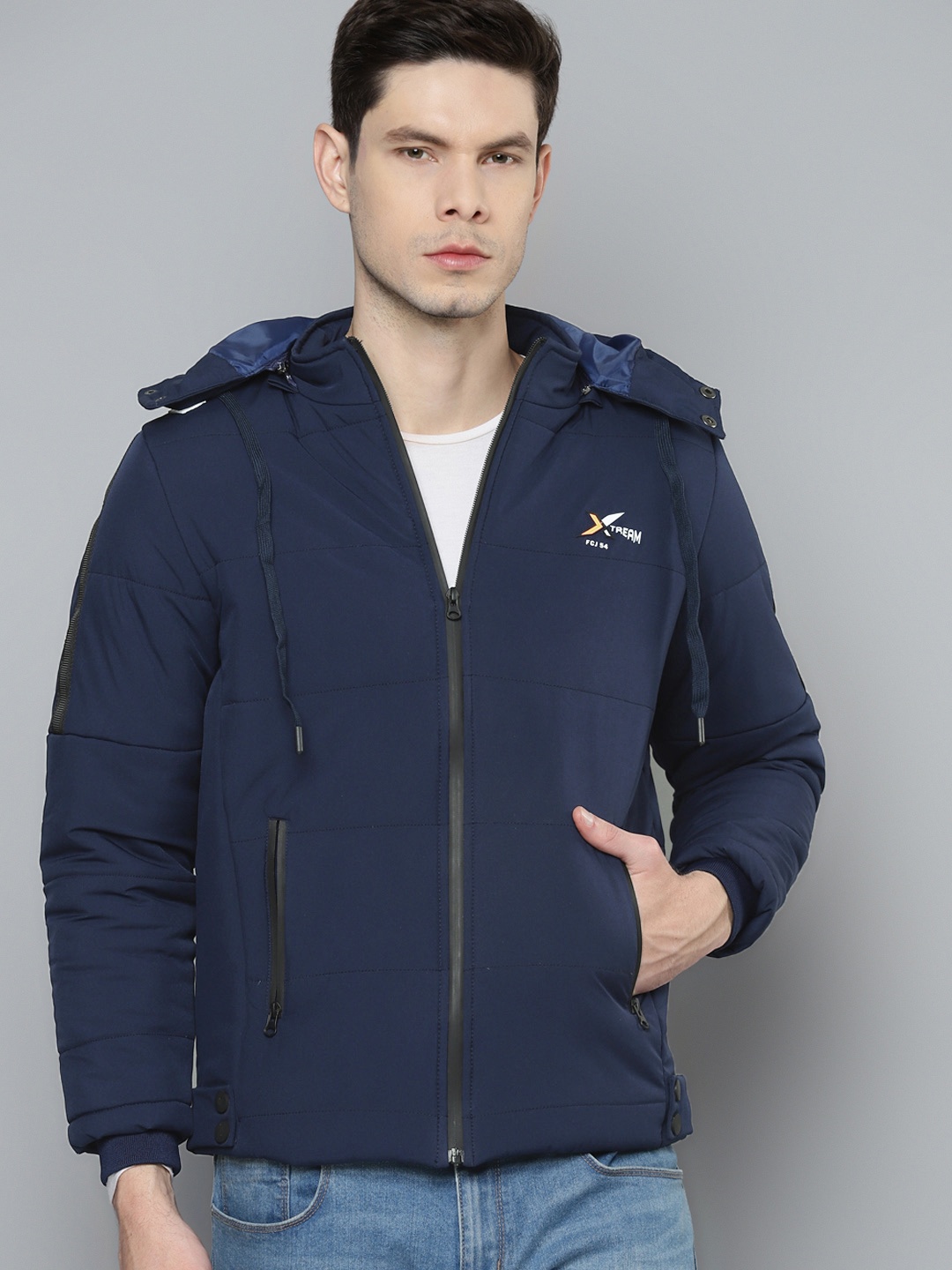 

Fort Collins Front Open Padded Jacket with Detachable Hood, Navy blue