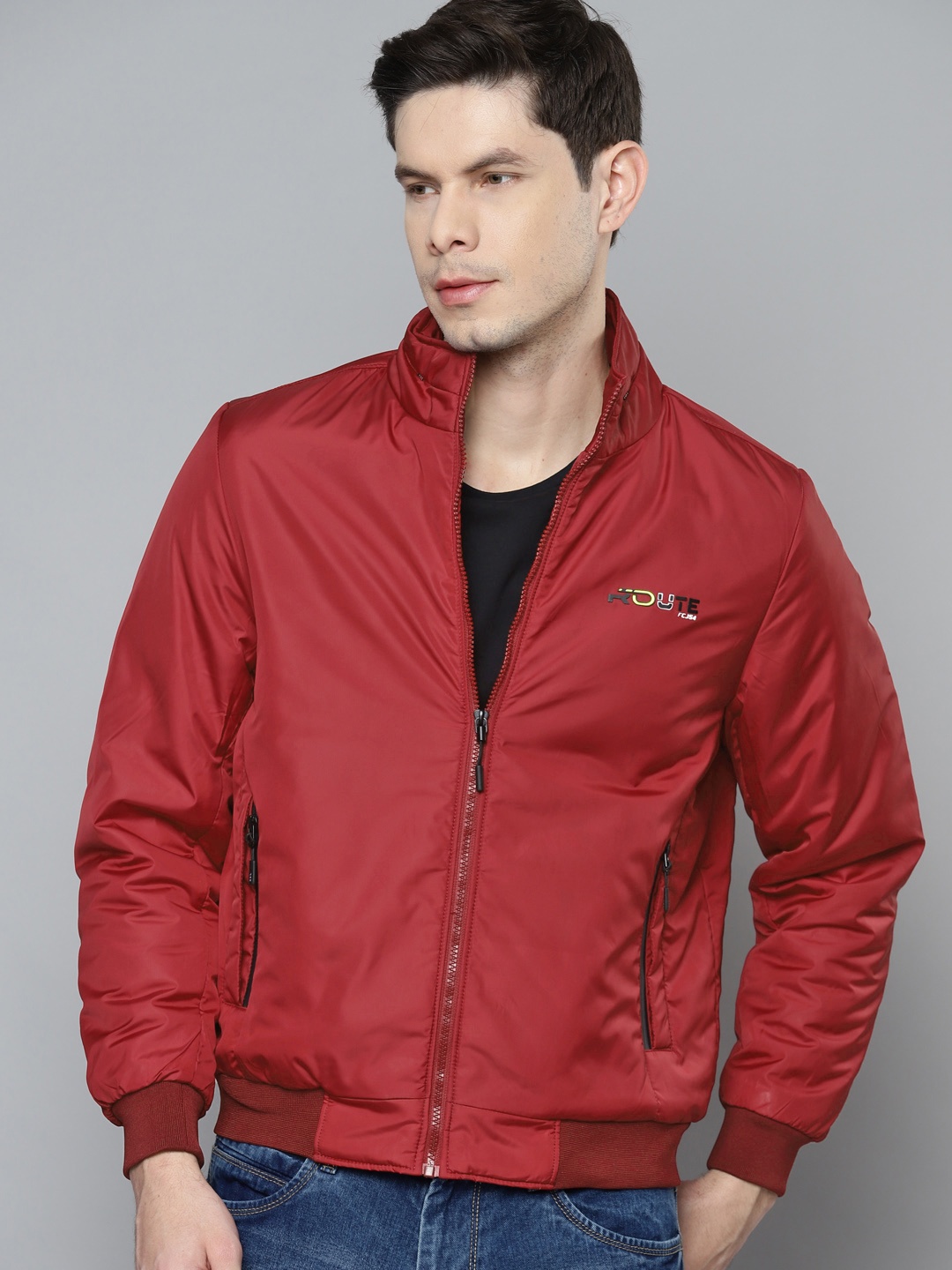 

Fort Collins Men Maroon Solid Bomber Jacket