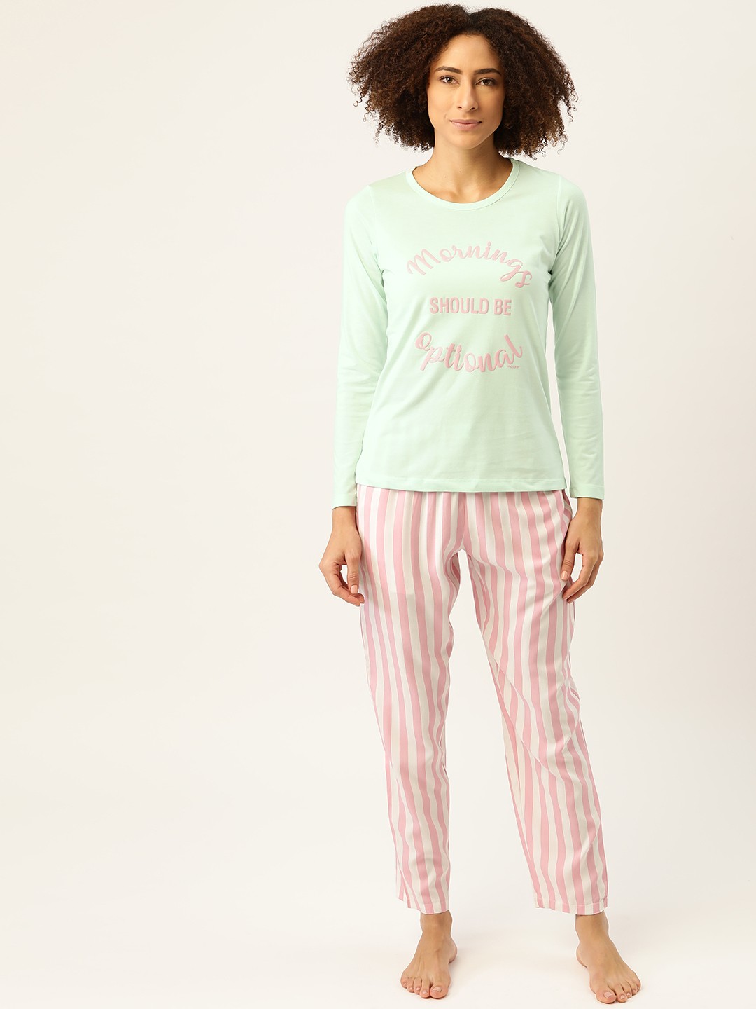 

MADAME M SECRET Women Sea Green & Pink Printed Pyjamas Set