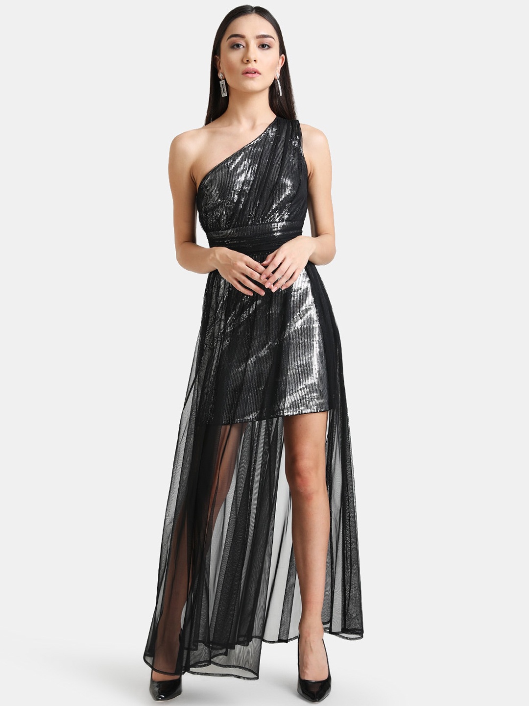 

Kazo Black Embellished Off-Shoulder Maxi Dress