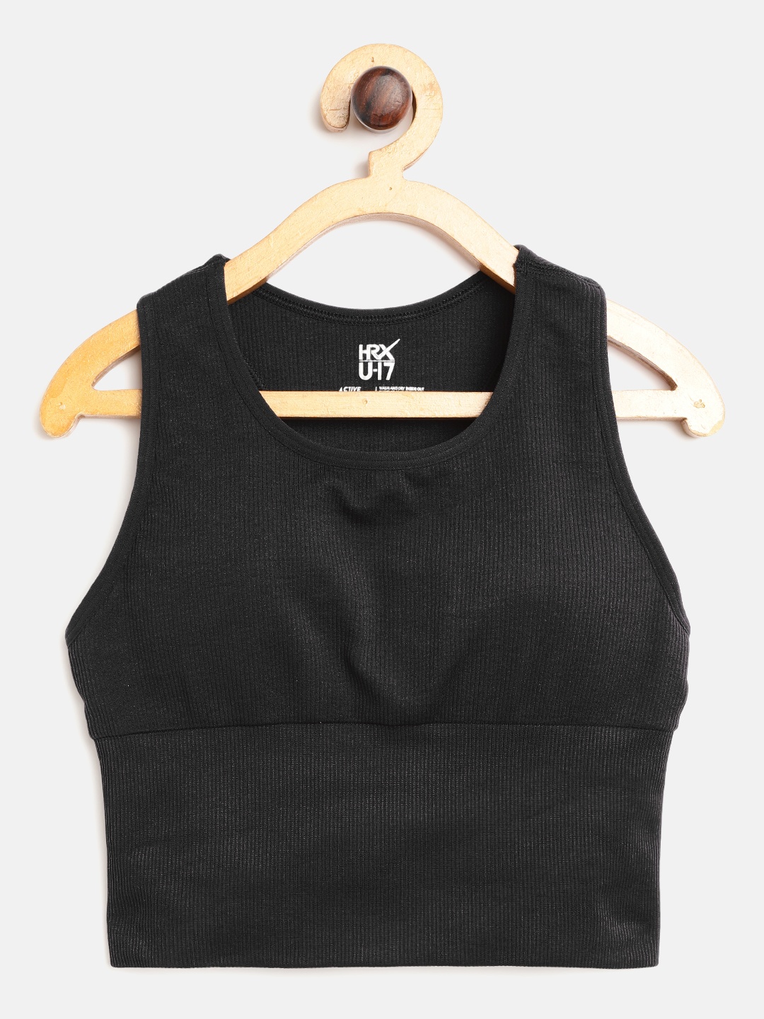 

HRX By Hrithik Roshan U-17 Yoga Girls Jet Black Seamless Solid Sports Bra