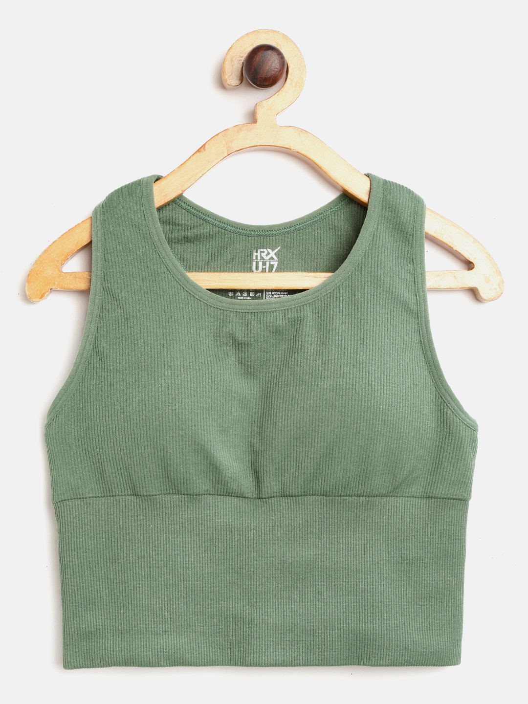 

HRX By Hrithik Roshan U-17 Yoga Girls Jada Seamless Solid Sports Bra, Green