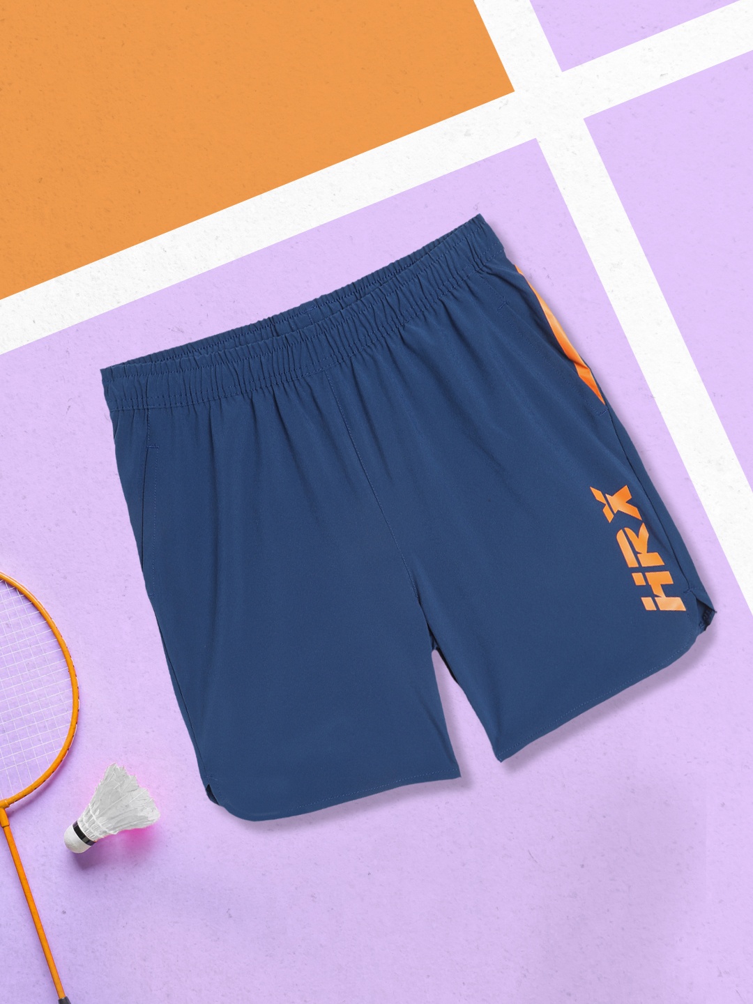 

HRX By Hrithik Roshan U-17 Active Boys Estate Blue Seamless Brand Carrier Shorts, Navy blue