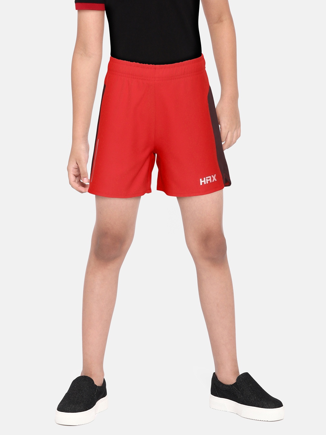 

HRX by Hrithik Roshan U-17 Active Boys High Risk Red Rapid-Dry Colourblock Shorts