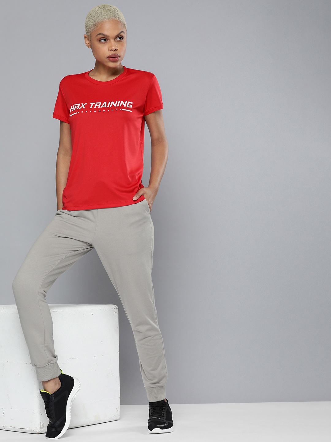 

HRX By Hrithik Roshan Training Women Formula Red Rapid-Dry Brand Carrier T-shirt