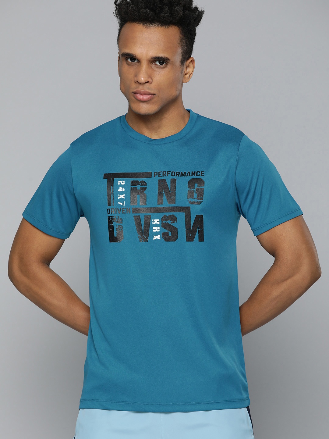 

HRX By Hrithik Roshan Training Men Blue Beast Rapid-Dry Typography Tshirts