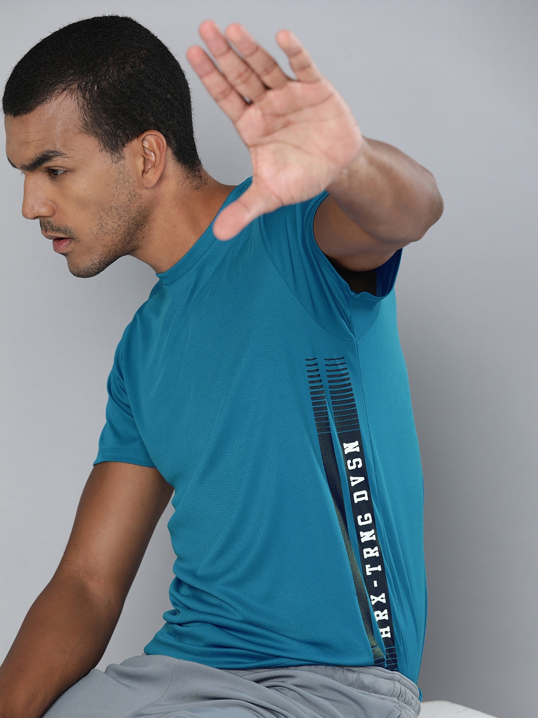 

HRX By Hrithik Roshan Training Men Blue Beast Rapid-Dry Typography Tshirts