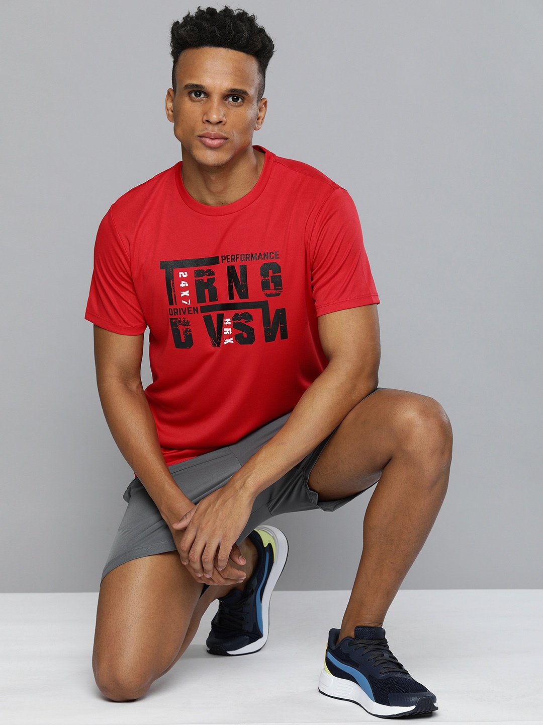 

HRX By Hrithik Roshan Training Men Red Rapid-Dry Typography Tshirts