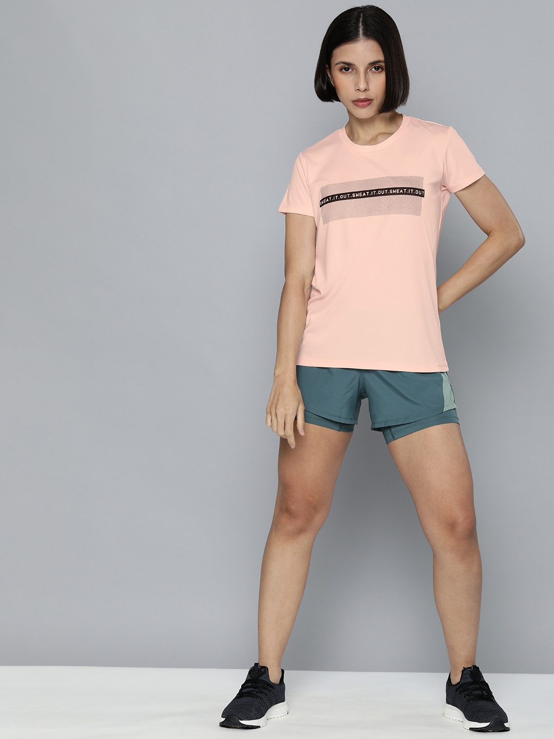 

HRX By Hrithik Roshan Women Peach-Coloured Rapid-Dry Typography T-shirt