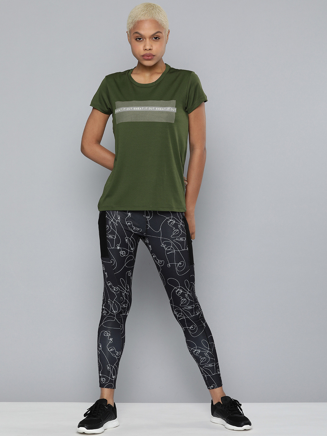 

HRX By Hrithik Roshan Training Women Kombu Green Rapid-Dry Typography Tshirts, Olive