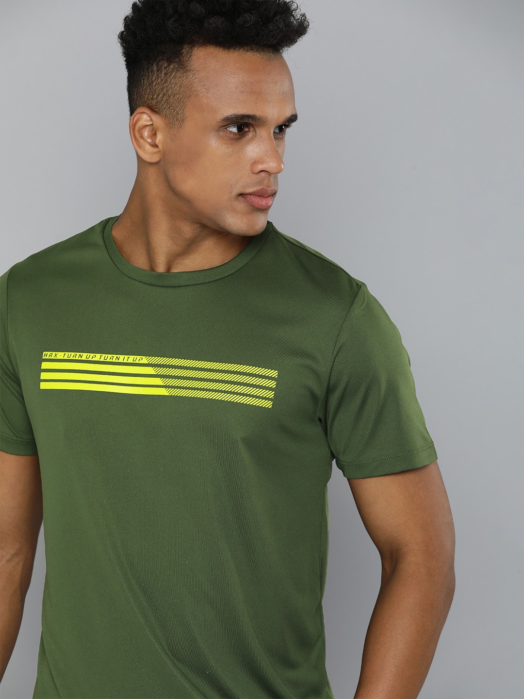 

HRX By Hrithik Roshan Training Men Kombu Green Rapid-Dry Typography Printed T-shirt, Olive
