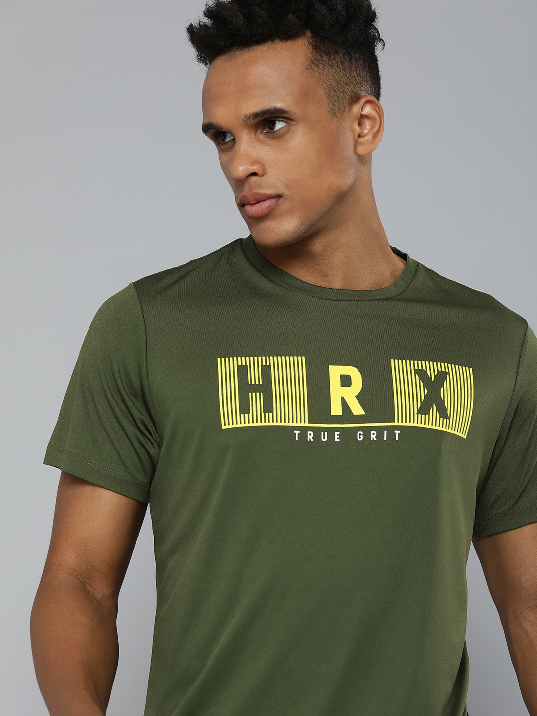 

HRX By Hrithik Roshan Men Green Rapid-Dry Brand Carrier Training T-shirt