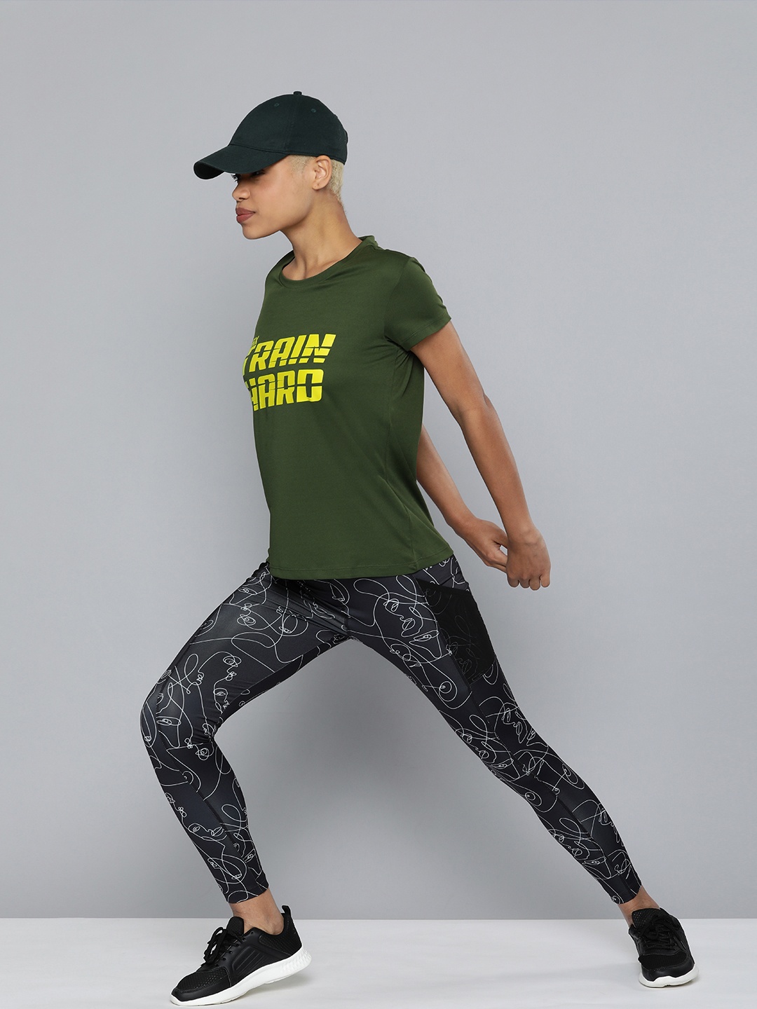 

HRX By Hrithik Roshan Training Women Kombu Green Rapid-Dry Typography Tshirts, Olive