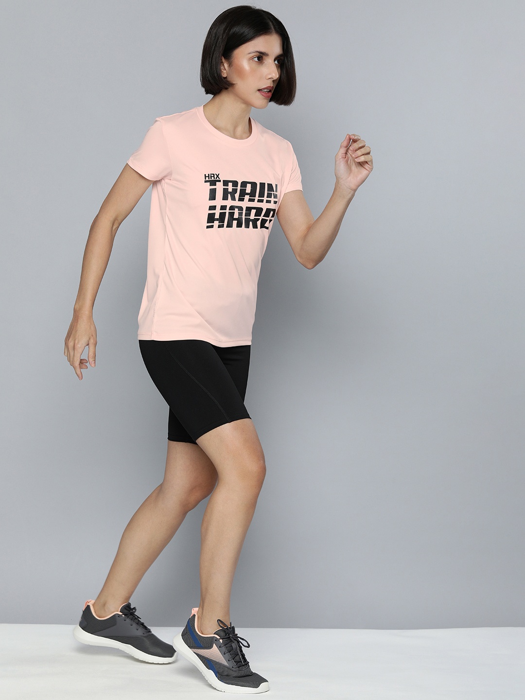 

HRX By Hrithik Roshan Women Peach-Coloured Rapid-Dry Typography T-shirt