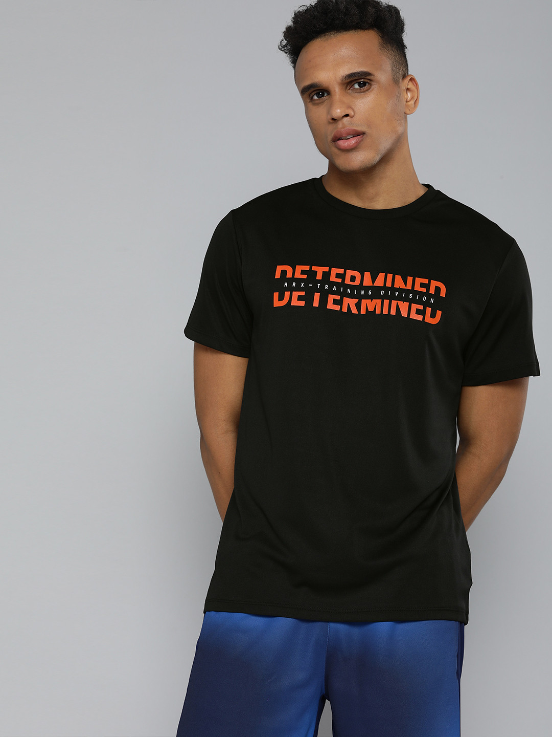

HRX By Hrithik Roshan Training Men Jet Black Rapid-Dry Typography Printed T-shirt