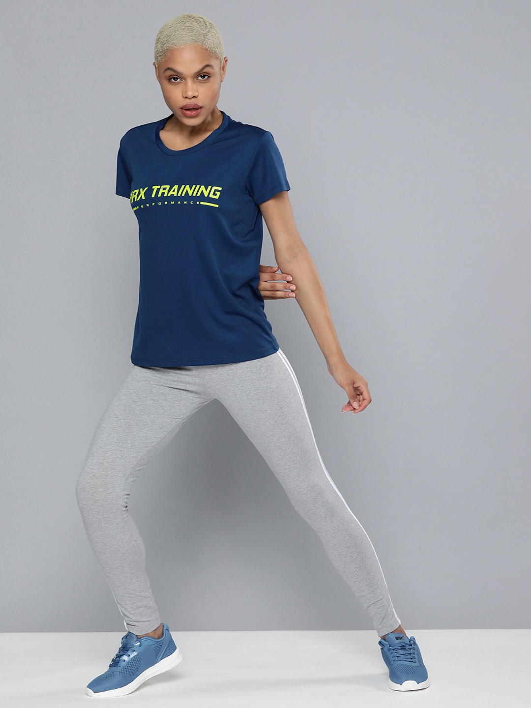 

HRX By Hrithik Roshan Training Women Estate Blue Rapid-Dry Brand Carrier T-shirt
