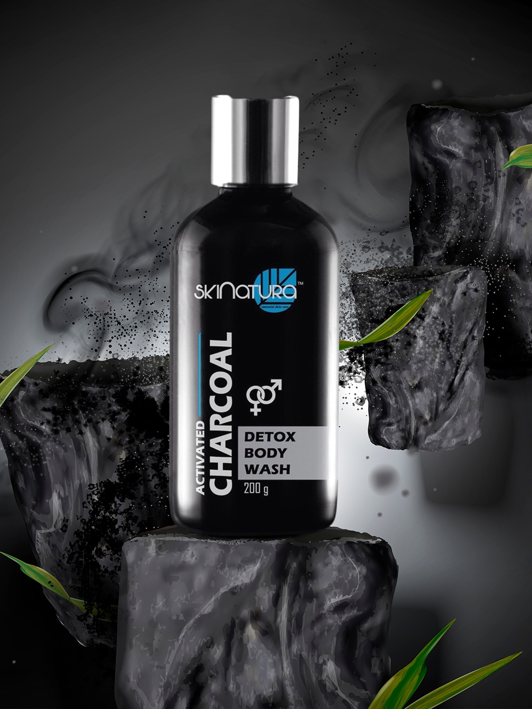 

Skinatura Pack of 3 Activated Charcoal Detox Body Wash, Black
