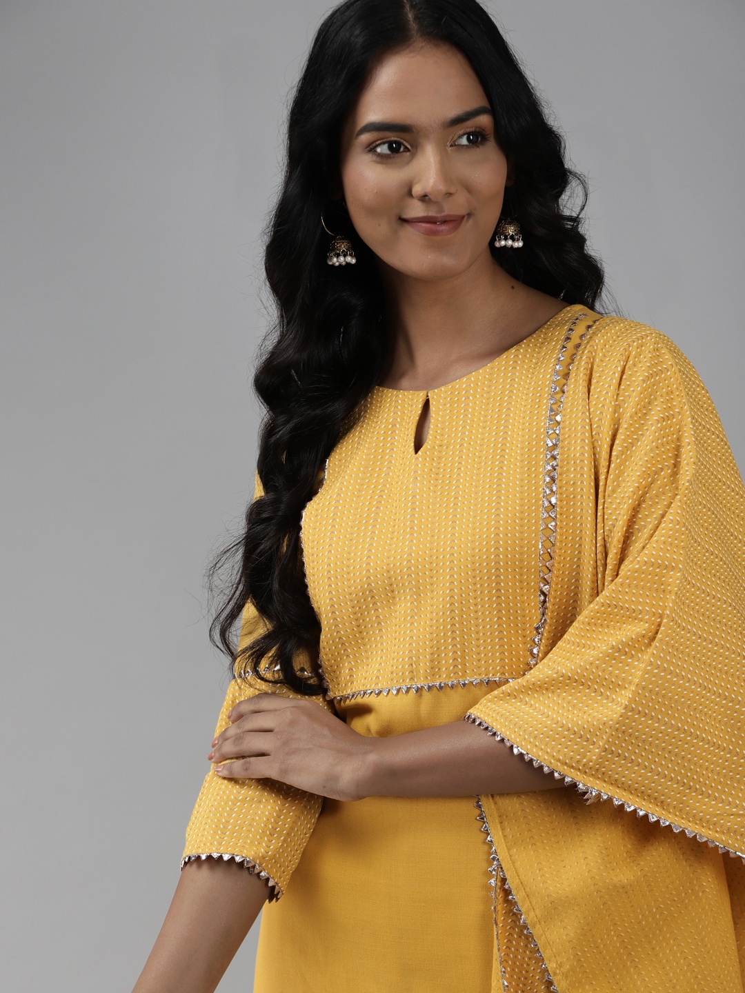 

Indo Era Women Yellow Yoke Design Regular Kurta with Palazzos & Dupatta