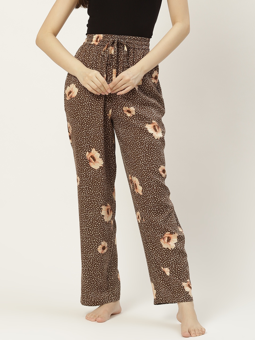 

Not Just Pyjamas Women Brown Printed Lounge Pants