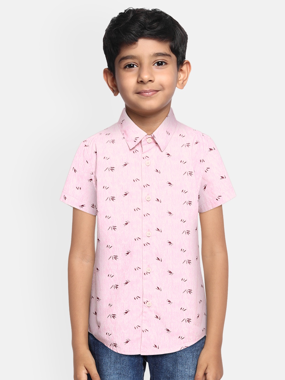 

Bene Kleed Boys Pink Slim Fit N9 Silver Anti-Microbial Cotton Printed Casual Shirt