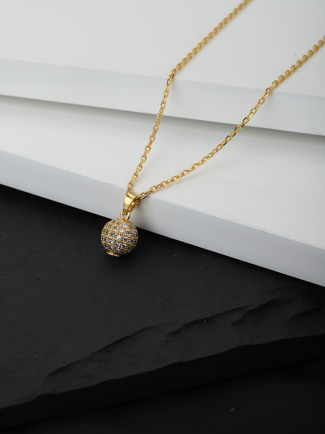 

Carlton London Gold-Plated CZ-Studded Handcrafted Necklace