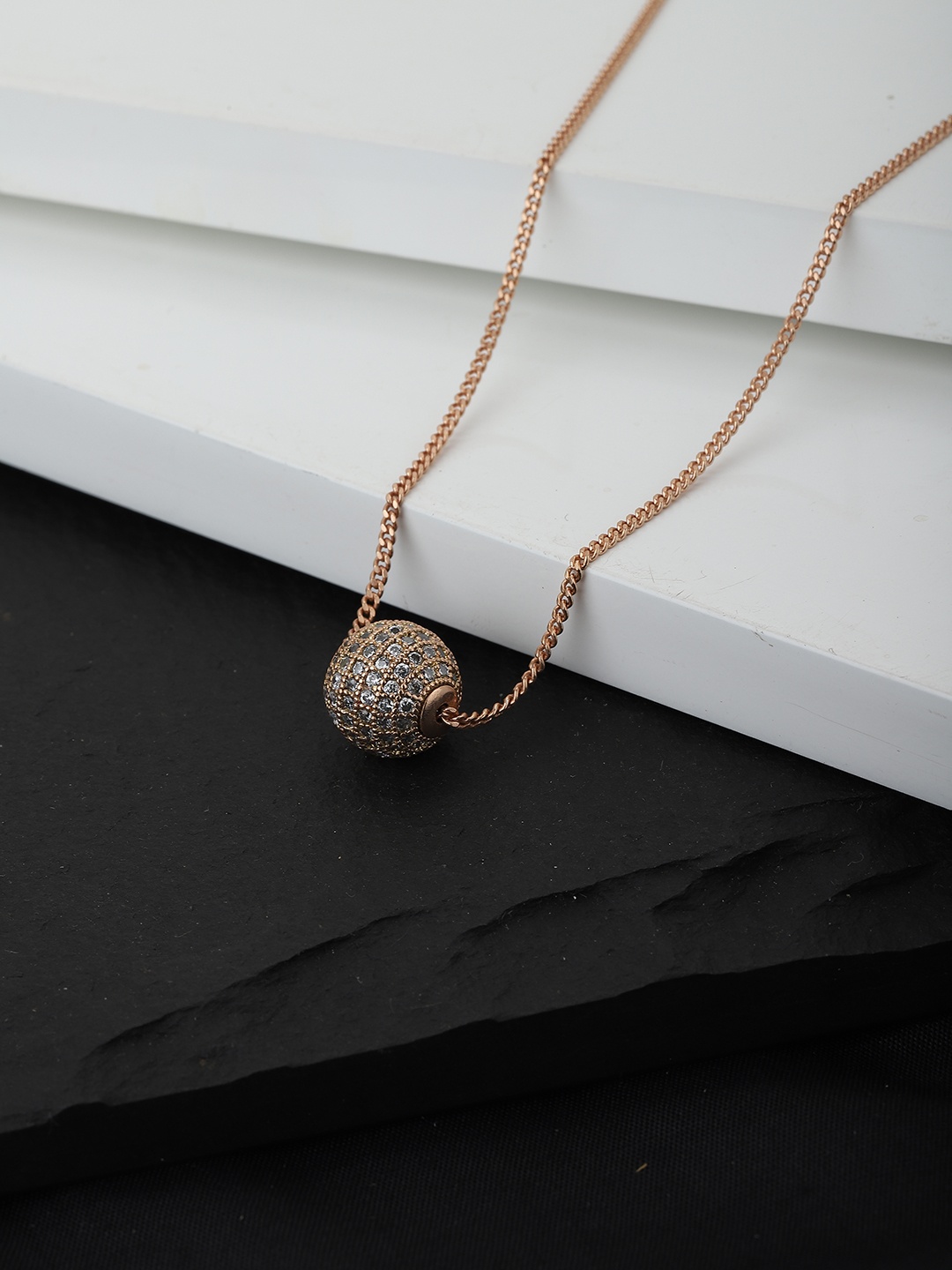 

Carlton London Rose Gold-Plated CZ-Studded Handcrafted Necklace
