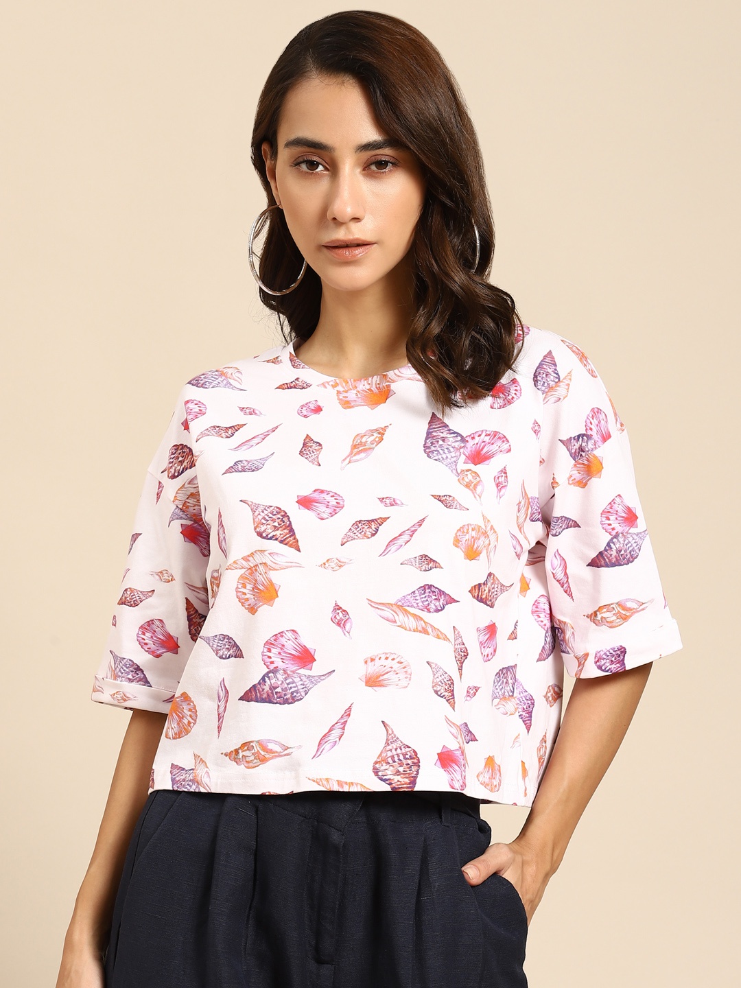 

COVER STORY Women Grey Printed T-shirt