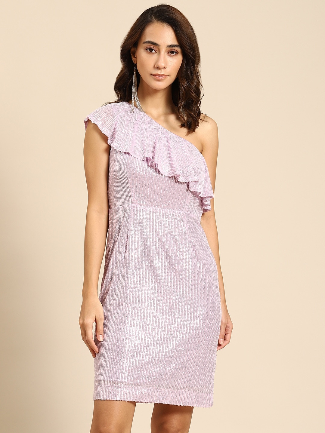 

COVER STORY Lavender Embellished Off-Shoulder Bodycon Dress