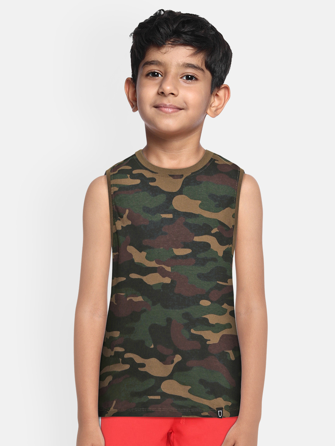 

Urbano Juniors Boys Green & Brown Camouflage Printed Training or Gym T-shirt