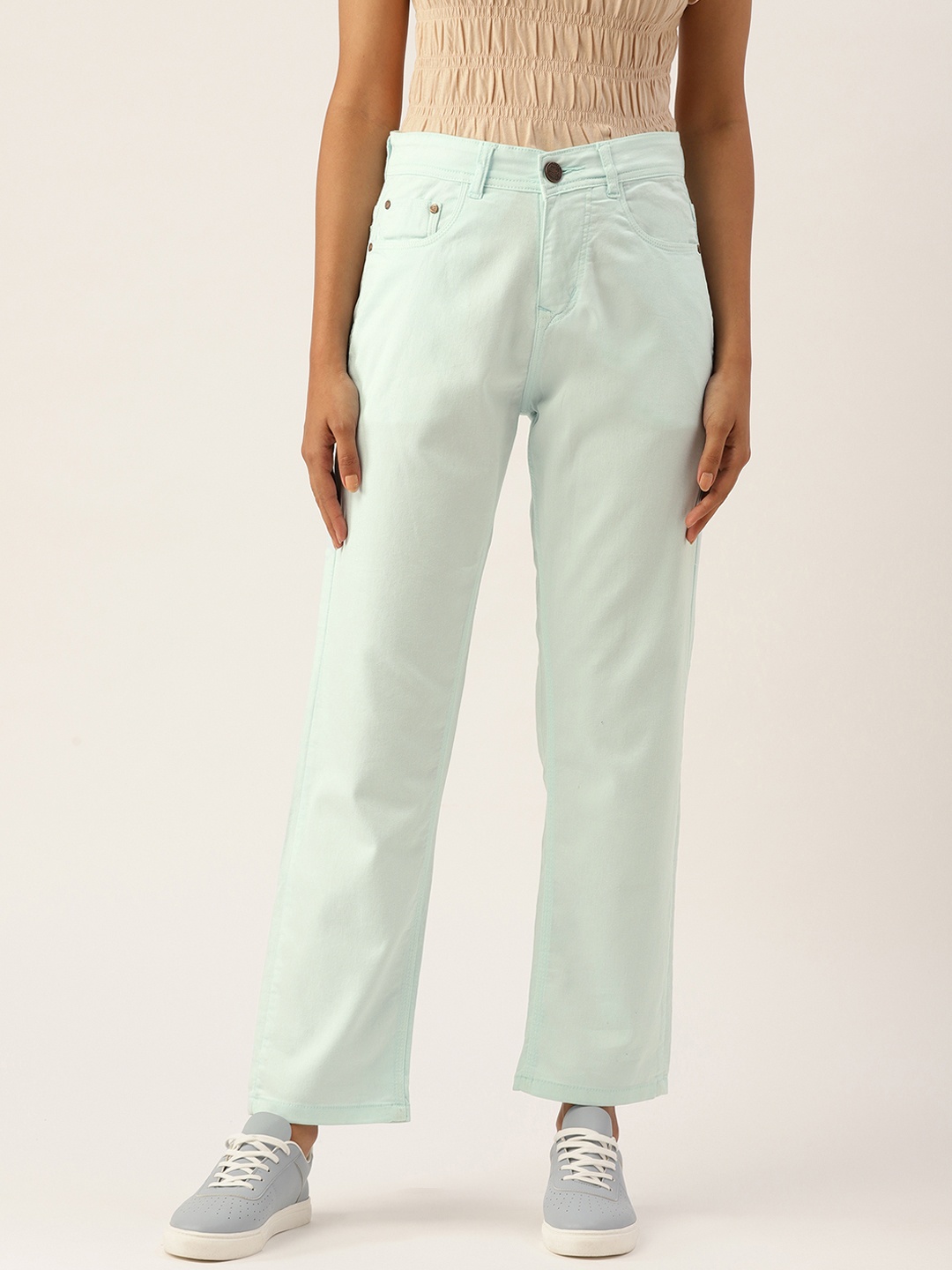 

PARIS HAMILTON Women Sea Green Boyfriend Fit High-Rise Stretchable Jeans