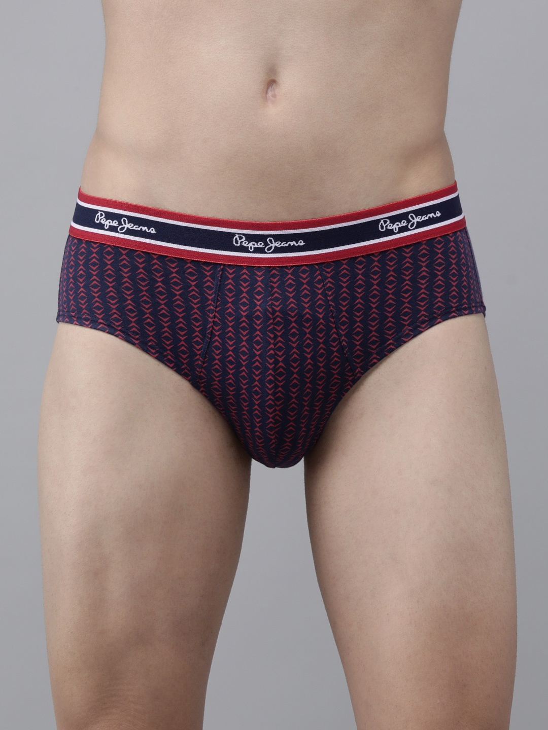 

Pepe Jeans Men Navy Blue & Red Premium Egyptian Cotton Modern Briefs 8904311333395