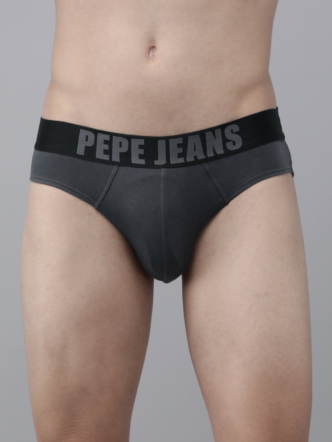 

Pepe Jeans Men Grey Solid Modern Basic Briefs 8904311339731