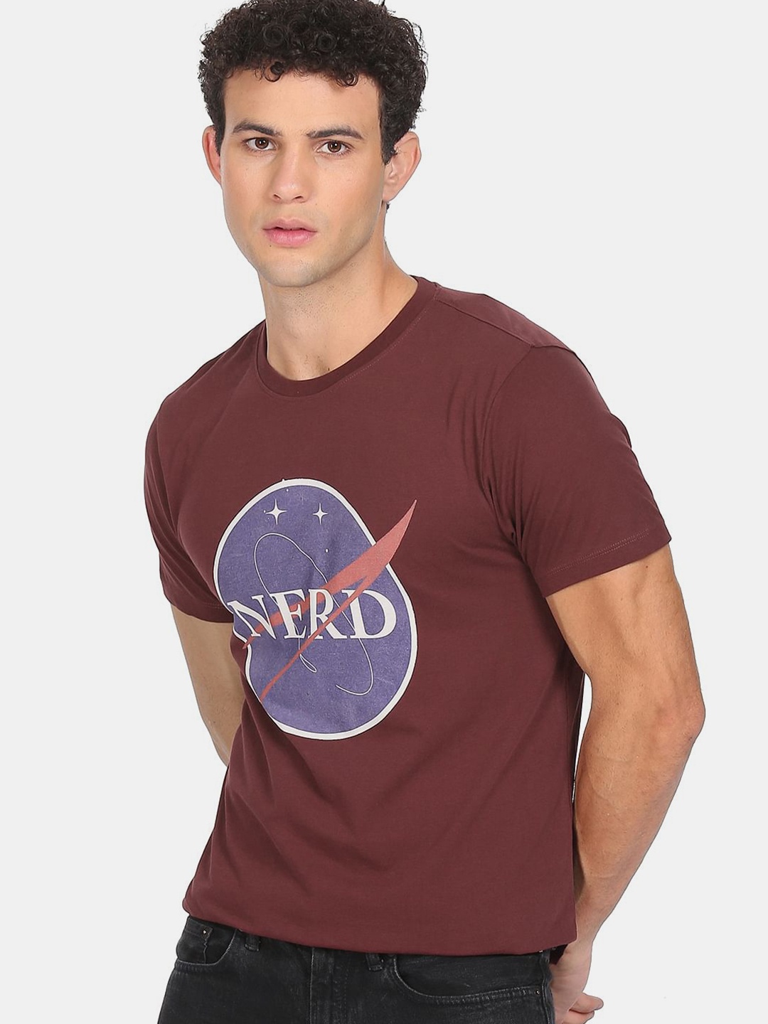 

Flying Machine Men Maroon Typography Printed Cotton T-shirt