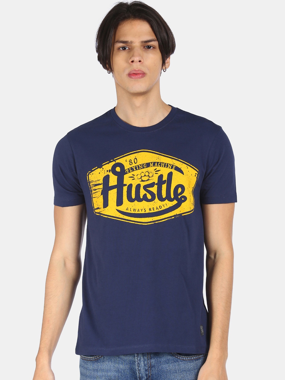 

Flying Machine Men Blue Typography Printed Cotton T-shirt