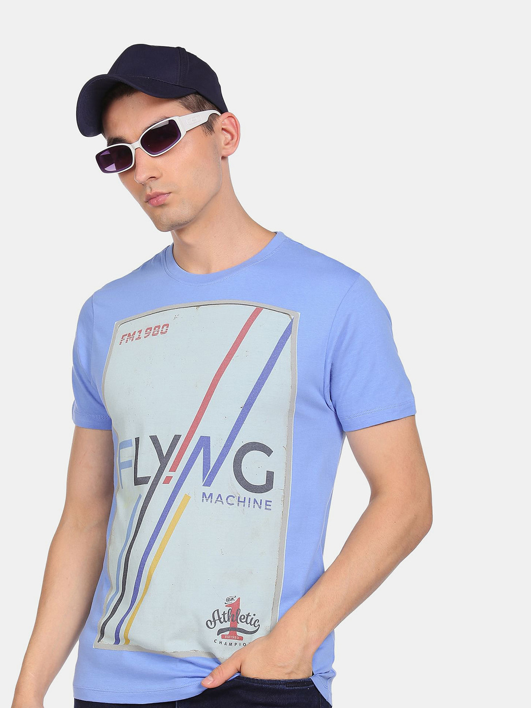 

Flying Machine Men Blue Typography Printed Cotton T-shirt