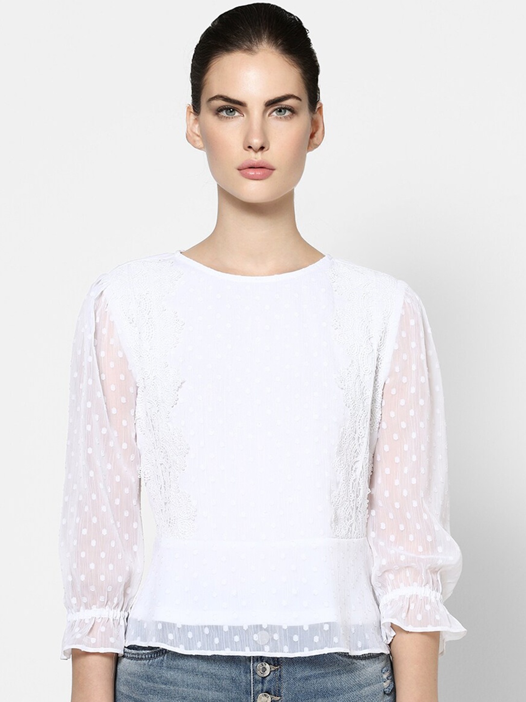 

ONLY White Self Design Regular Top