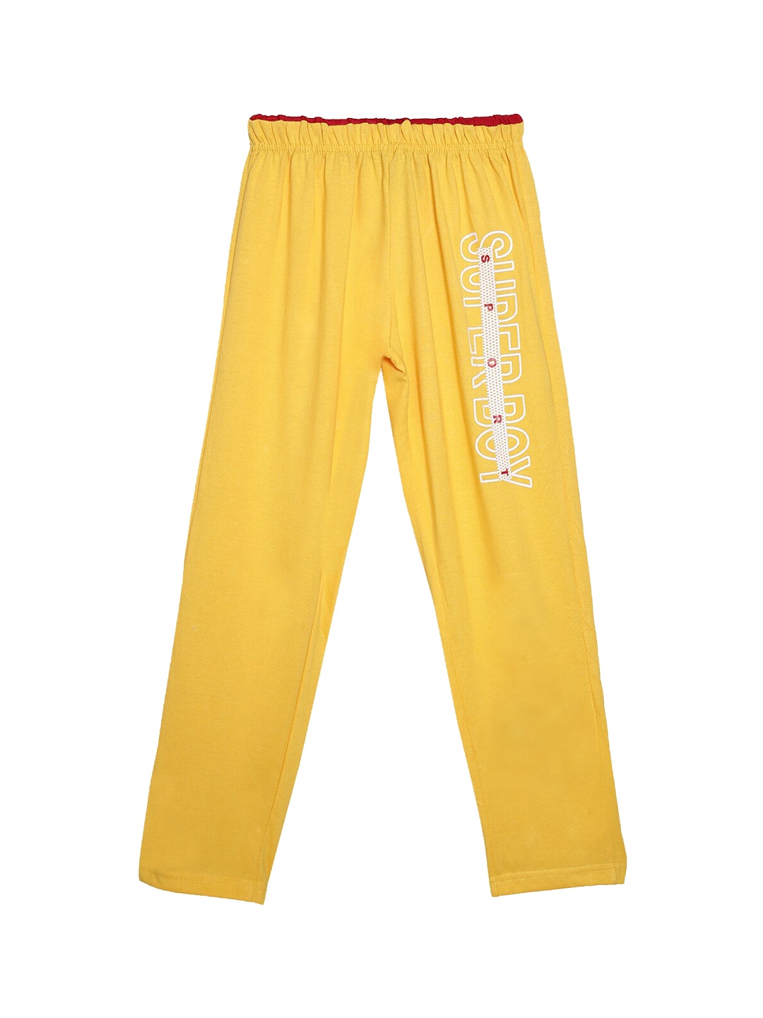 

SWEET ANGEL Boys Yellow & White Printed Pure Cotton Straight-Fit Track Pants